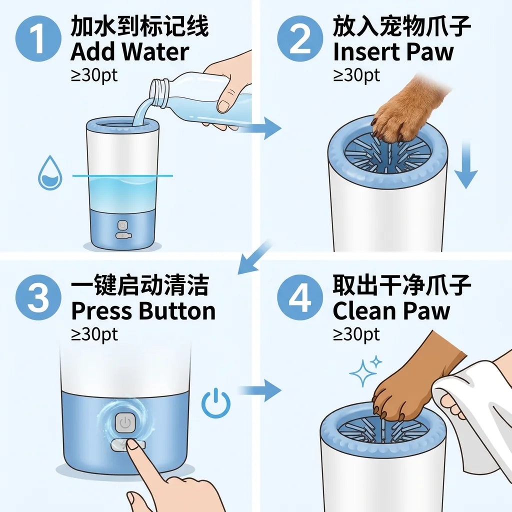 Electric Pet Paw Cleaner Automatic Dog Foot Washing Machine Portable USB-C Rechargeable Waterproof Cat Paw Washer Silicone Brush