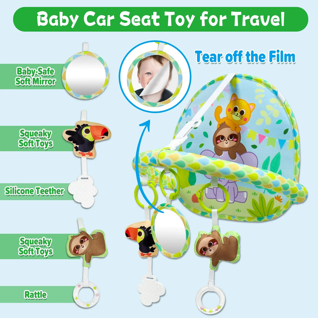 Rear-Facing Baby Car Seat Activity Toy - Double-Sided Travel Entertainment for Infants 0-12 Months