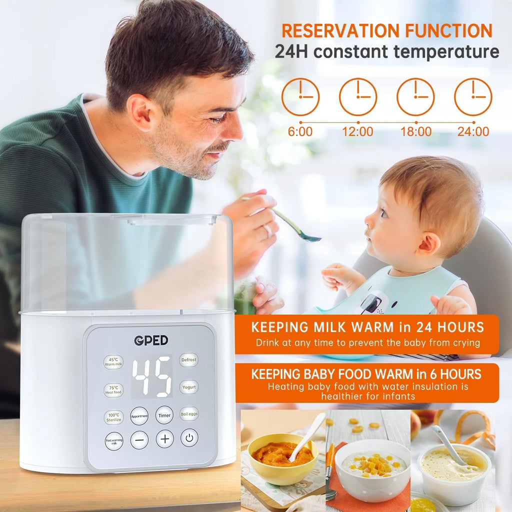 9-In-1 Baby Bottle Warmer and Food Heater with Timer, Double Bottle Capacity, BPA-Free, Accurate Temperature Control for Breastmilk and Formula, LCD Display
