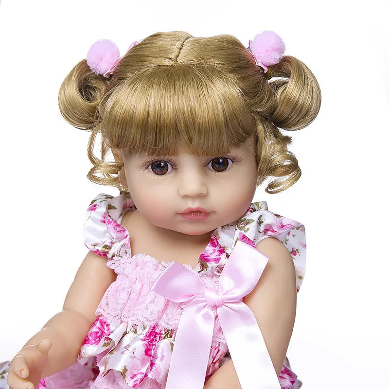 Golden Hair for 48-58Cm Reborn Doll Sticked Long Hair Wig Fits19--23Inch Silicone Reborn Baby Dolls Curl Hair DIY Doll Accessory