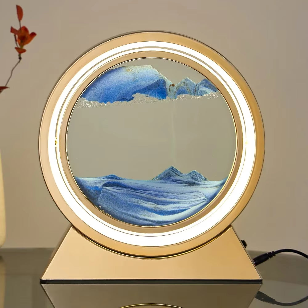 LED Creative Quicksand Table Lamp - 3D Hourglass Deep Sea Sandscape for Home Decor and Gifting