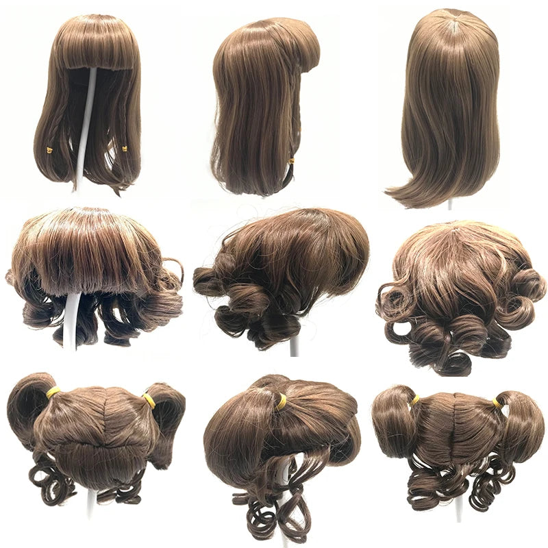 Golden Hair for 48-58Cm Reborn Doll Sticked Long Hair Wig Fits19--23Inch Silicone Reborn Baby Dolls Curl Hair DIY Doll Accessory