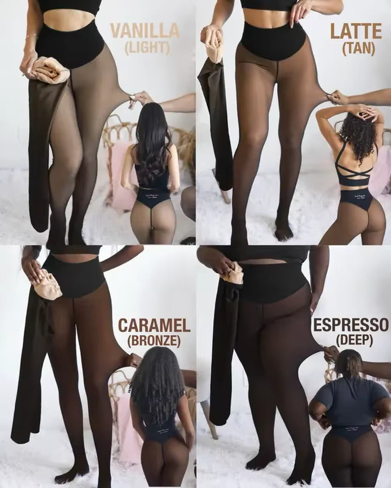 Viral One Seam Compression Band Straight Pin Rigid Winter Thick Tights Pantyhose Seam Shaping Fleece Leggings Fur Stockings