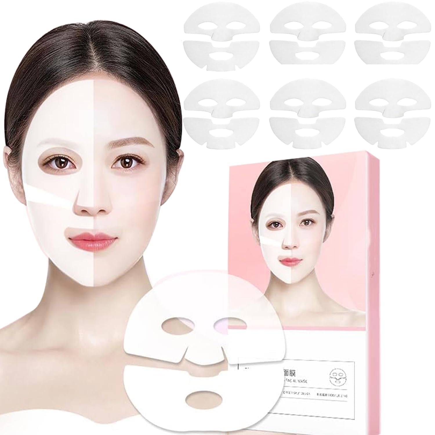 6PCS Skinqueen Bio Collagen Face Mask, Bio-Collagen Deep Mask, Korean Deep Hydrating Hydrating Firming Mask,Pure Collagen Hydrating Overnight Mask, Pore Minimizing, Elasticity Improvement