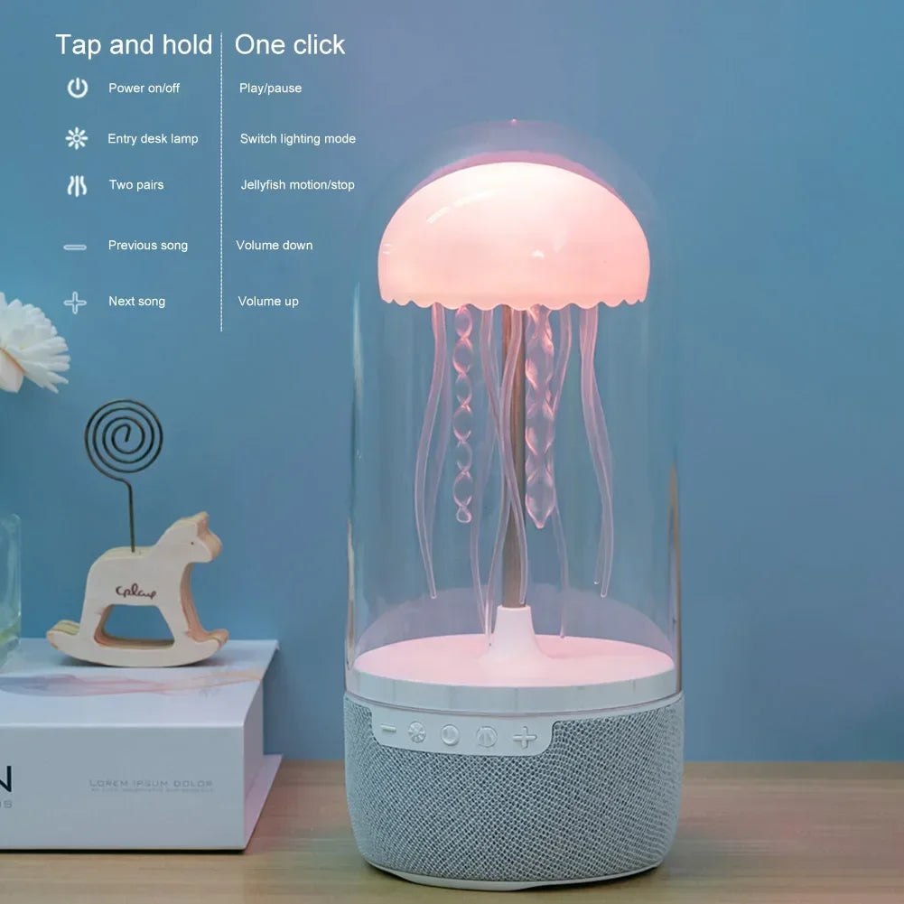 Jellyfish Bluetooth Speaker - Color-Changing LED Mood Light, Portable Wireless Hifi Sound for Home/Office Deco