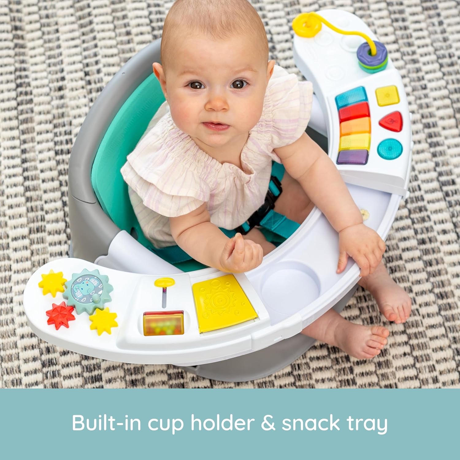 Music & Lights 3-In-1 Discovery Seat & Booster, Interactive Toddler Seat for Dining Table or Kitchen Chair, Baby Activity Center & Snack Tray, 20 Sounds & Songs, Lightweight Baby Essentials