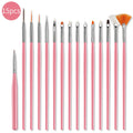 15Pcs Fine Detail Paint Brush Set Acrylic UV Gel Drawing Dotting Manicure Nail Art Design Tools Makeup Accessorie Gel Brush