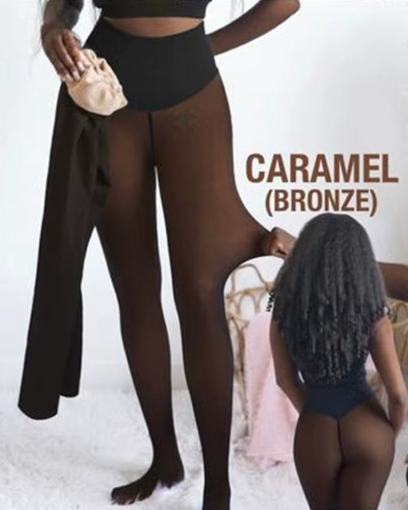 Viral One Seam Compression Band Straight Pin Rigid Winter Thick Tights Pantyhose Seam Shaping Fleece Leggings Fur Stockings