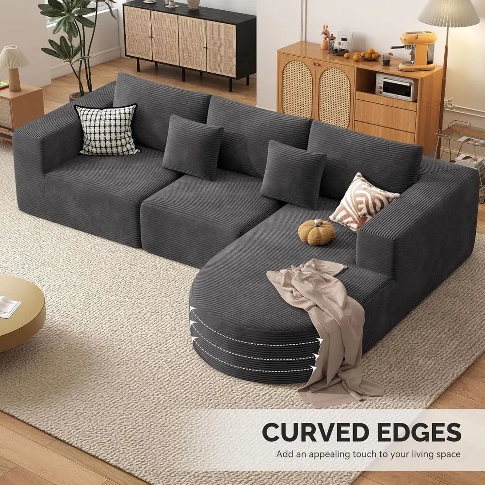 L-Shape Sectional Sofa with Chaise, Deep Seating, Comfortable Couch for Living Room, Easy Assembly, 1 Piece