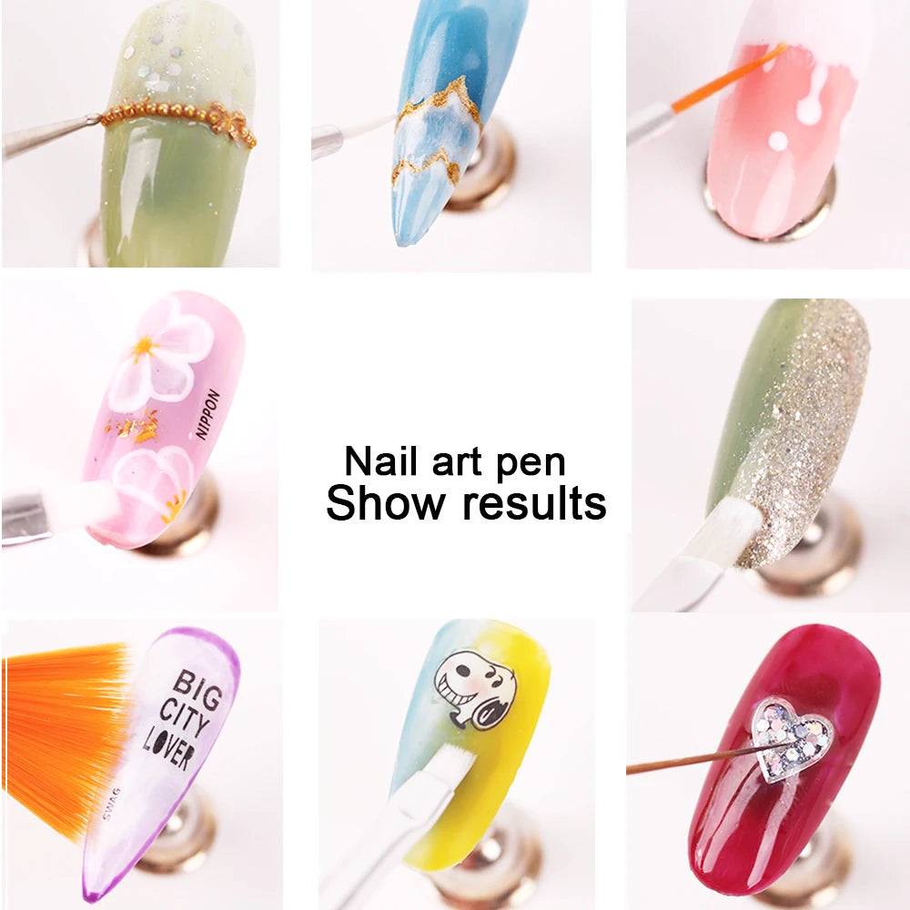 15Pcs Fine Detail Paint Brush Set Acrylic UV Gel Drawing Dotting Manicure Nail Art Design Tools Makeup Accessorie Gel Brush