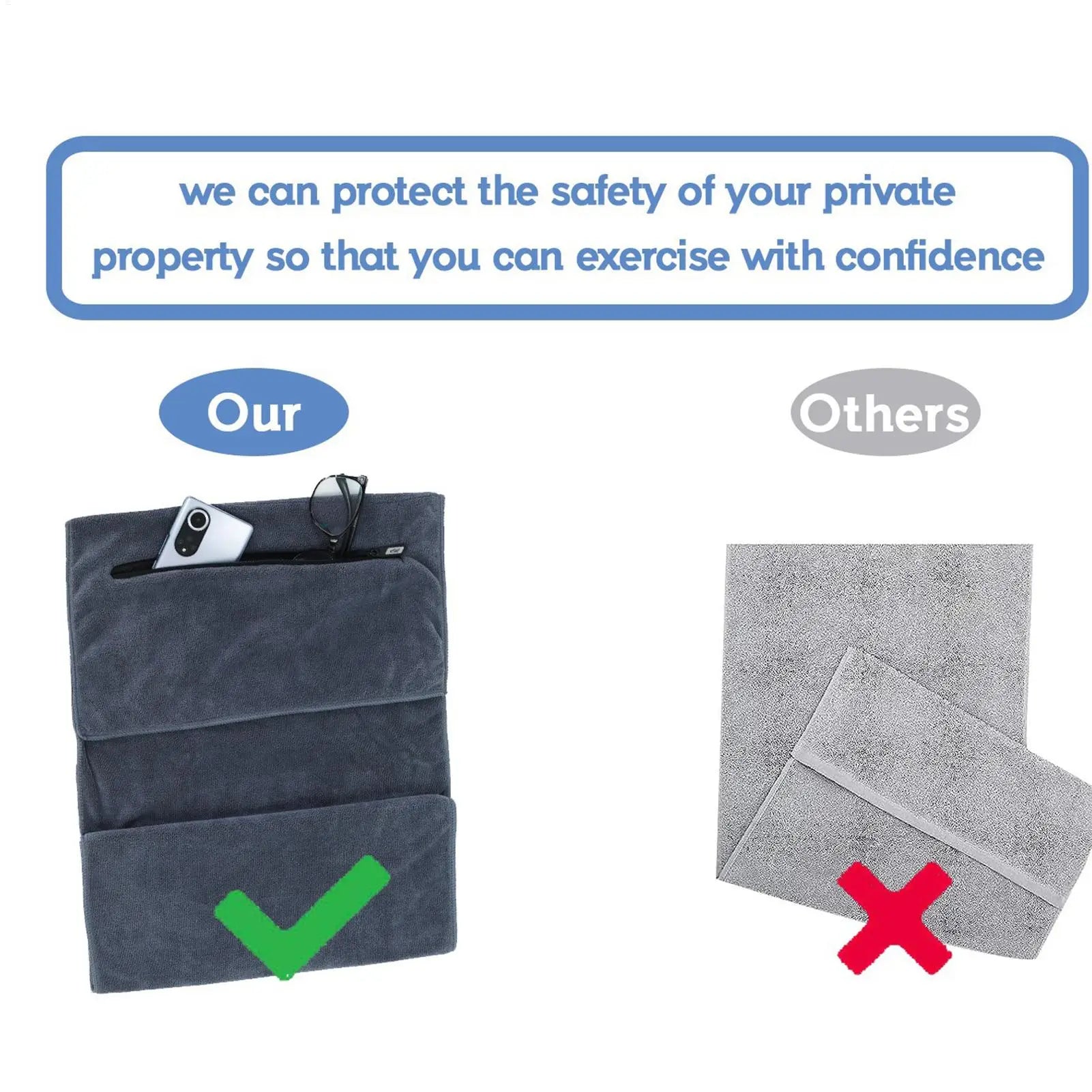 Premium Travel Gym Towel, Super Absorbent Microfiber Quick Dry for Yoga, Fitness, Tennis & Multi-Purpose Mat Bench Cover