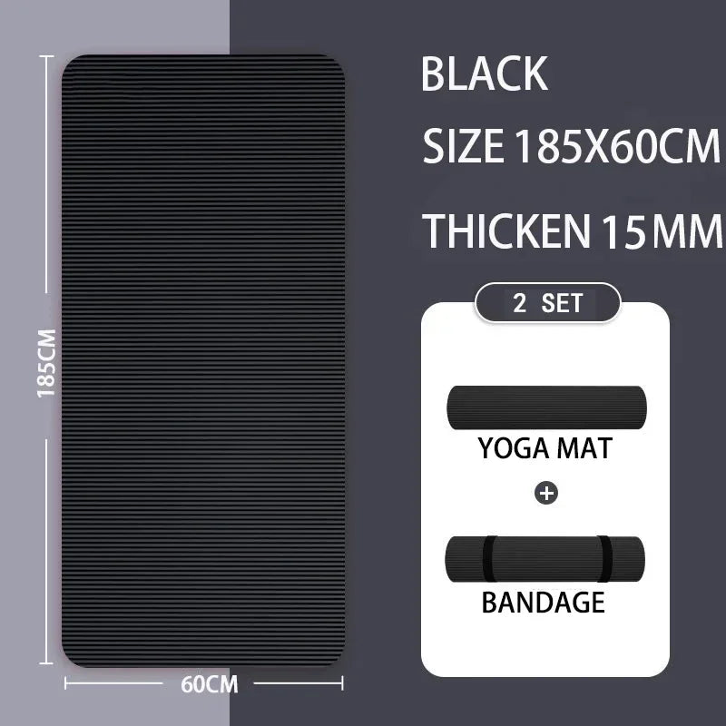 15Mm Thick Yoga Mat anti Slip Environmental Sports Fitness Mat NBR Comfortable Foam Yoga Mat for Family Exercise Yoga Pilates