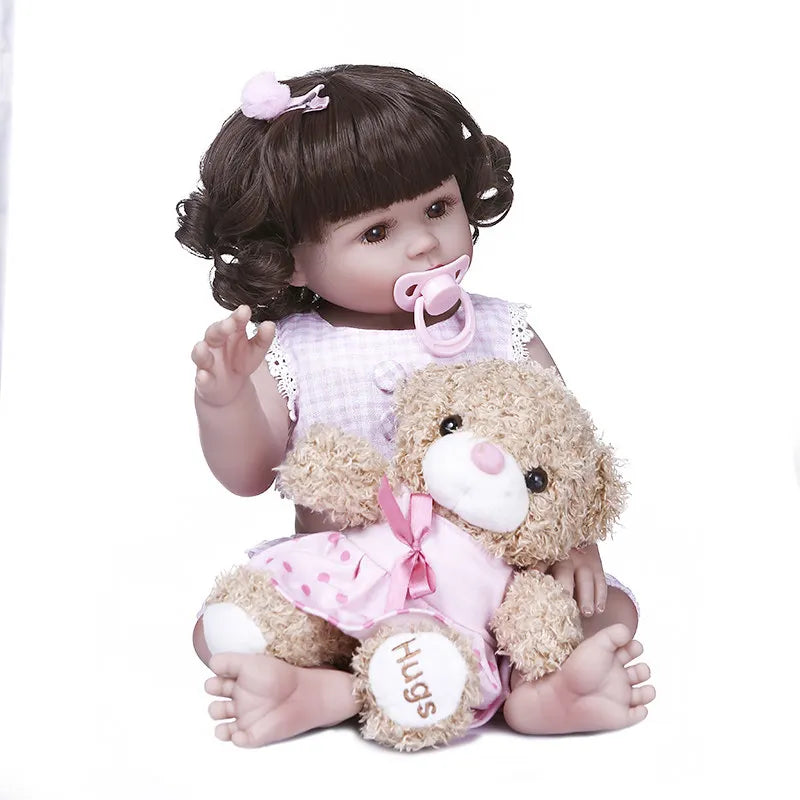 Golden Hair for 48-58Cm Reborn Doll Sticked Long Hair Wig Fits19--23Inch Silicone Reborn Baby Dolls Curl Hair DIY Doll Accessory