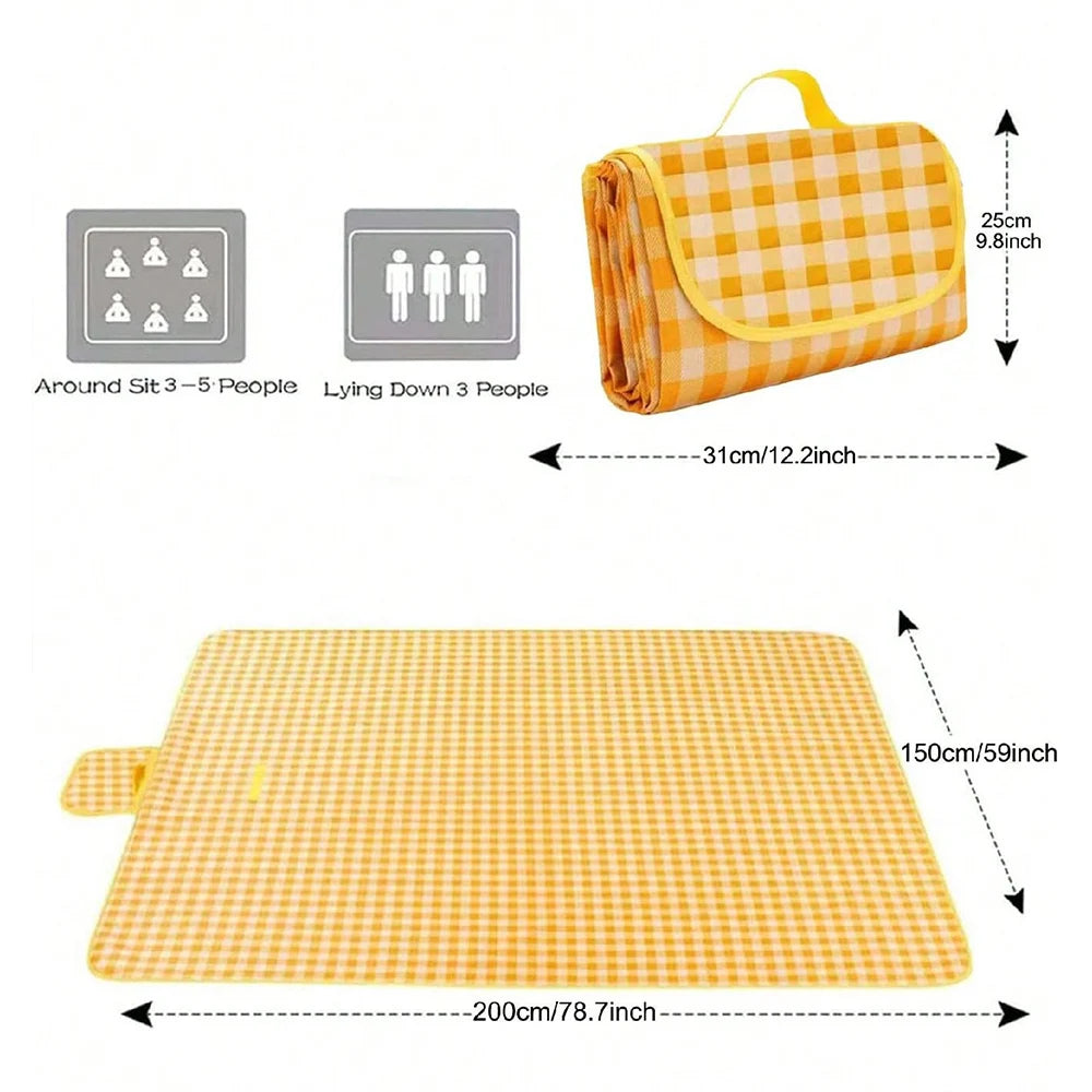 Picnic Blanket Beach Mat Extra 150X200Cm Sandproof Waterproof Camping Blanket Portable Travel Outdoor Indoor Family BBQ Grass