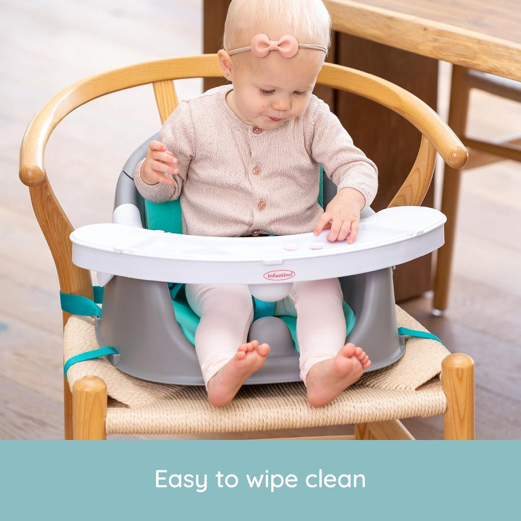 Music & Lights 3-In-1 Discovery Seat & Booster, Interactive Toddler Seat for Dining Table or Kitchen Chair, Baby Activity Center & Snack Tray, 20 Sounds & Songs, Lightweight Baby Essentials