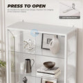 71 6-Tier Glass Door Display Cabinet with 3 Color Lights, Adjustable Shelves, and Human Body Sensor, White