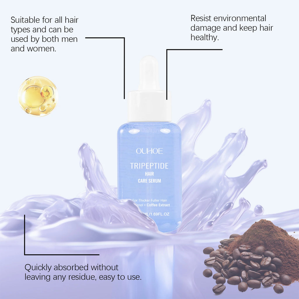 Tripeptide Hair Serum Strengthening Nourishing Scalp Treatment Coffee Extract Promotes Thicker Fuller Healthier Hair 50Ml