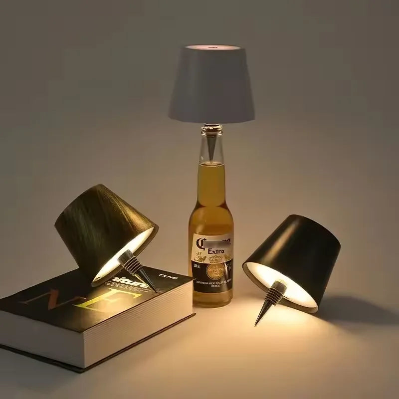 2026 LED Bottle Table Lamp Touch 3 Colors Rechargeable Portable Desktop Decoration Lamp for Bar Restaurant Camping Atmosphere De