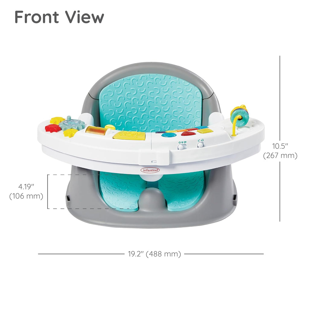 Music & Lights 3-In-1 Discovery Seat & Booster, Interactive Toddler Seat for Dining Table or Kitchen Chair, Baby Activity Center & Snack Tray, 20 Sounds & Songs, Lightweight Baby Essentials