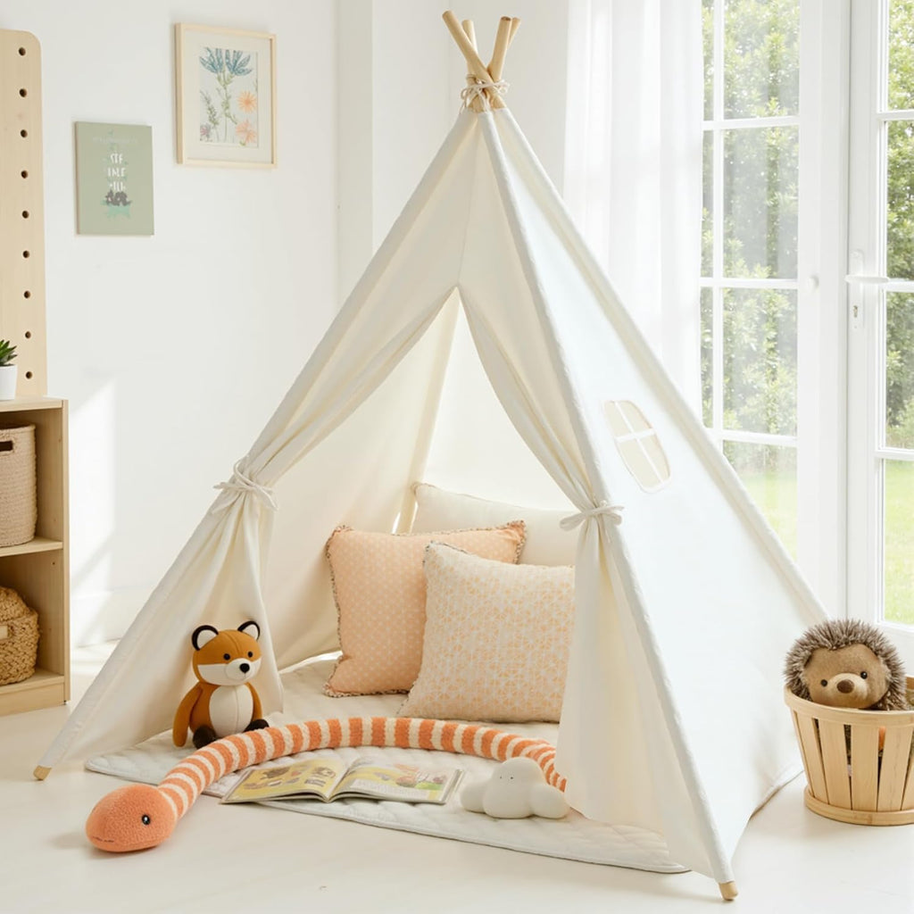 Indoor Teepee Tent for Children - Washable Toddler Play Tent for Sleepovers - Foldable Playhouse Gift for Boys and Girls