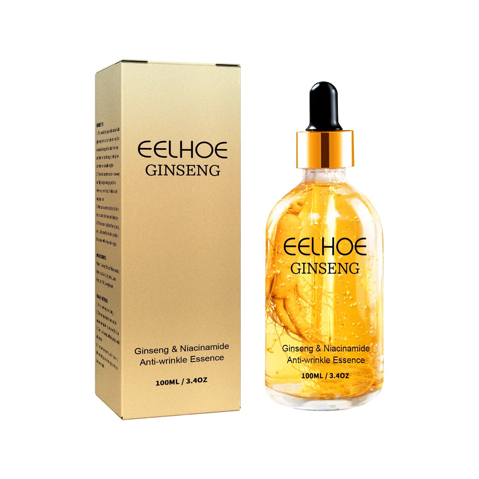 24K Gold Ginseng Serum anti Wrinkle Lifting Firming Fade Fine Lines Lightening Spot Hyaluronic Acid Nicotinamide Facial Essence