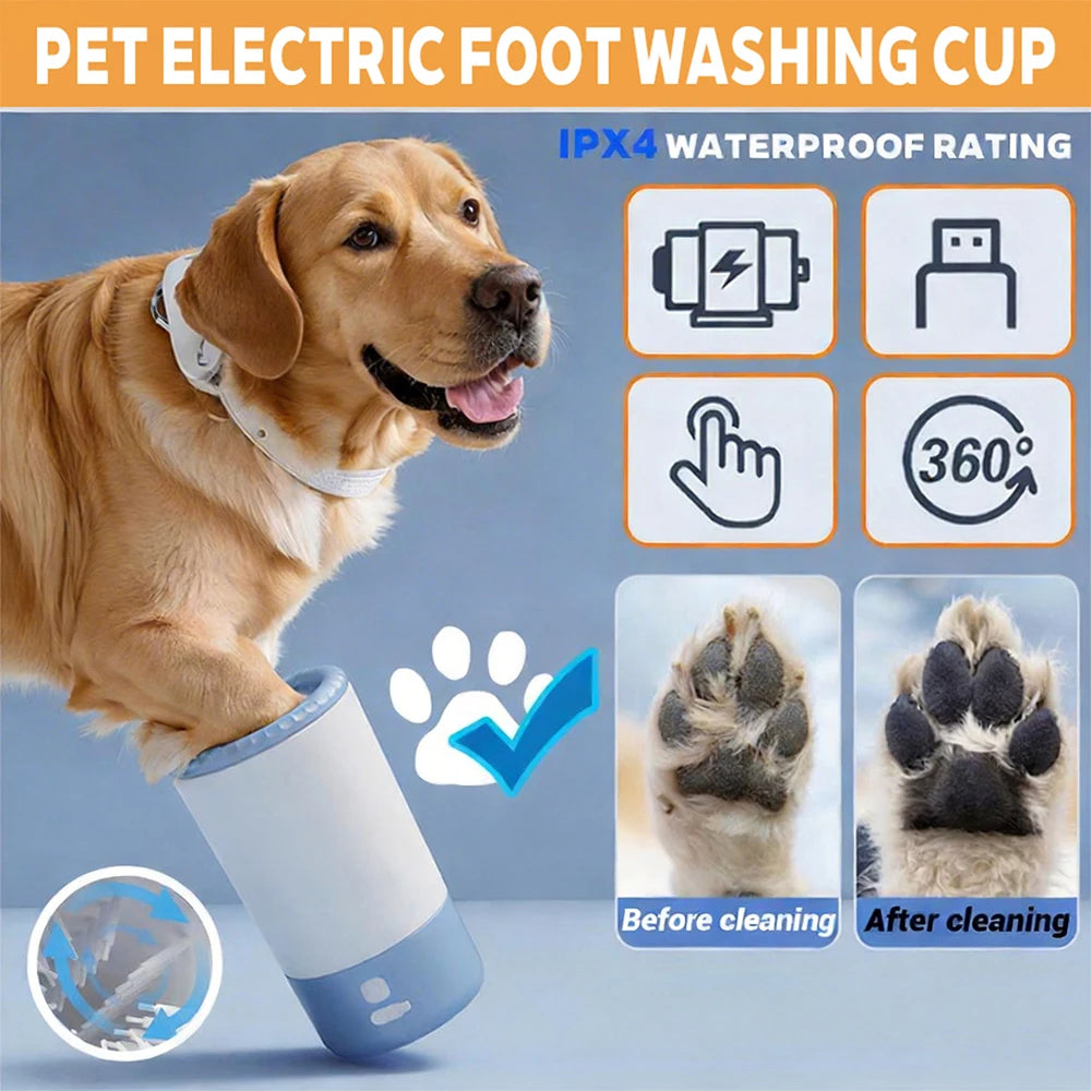 Electric Pet Paw Cleaner Automatic Dog Foot Washing Machine Portable USB-C Rechargeable Waterproof Cat Paw Washer Silicone Brush