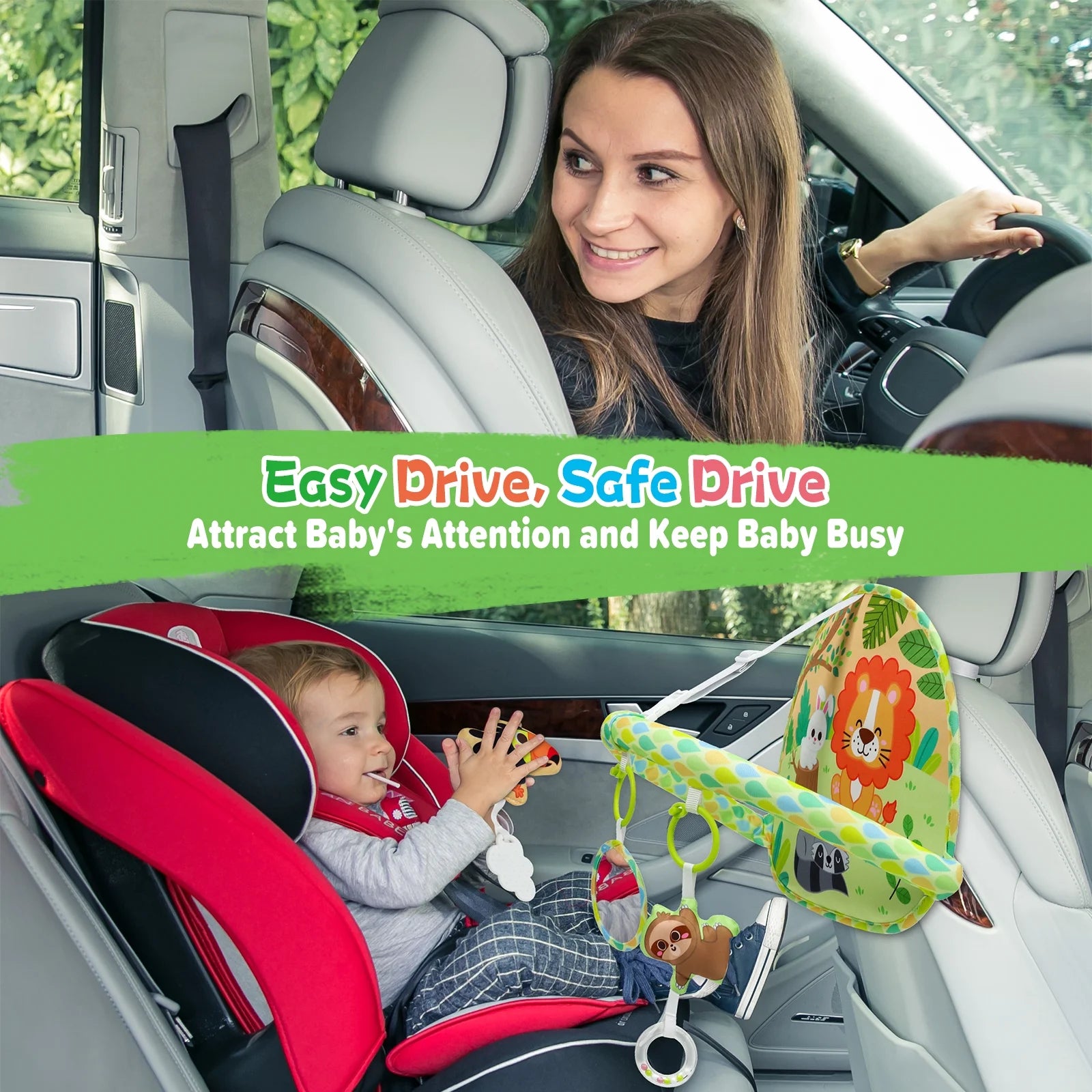 Rear-Facing Baby Car Seat Activity Toy - Double-Sided Travel Entertainment for Infants 0-12 Months