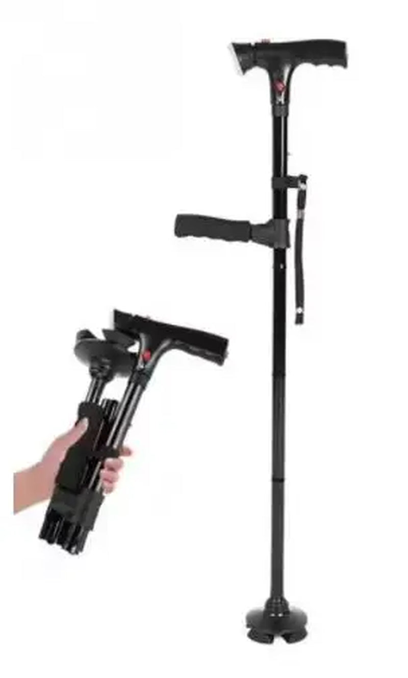 Foldable Telescopic Folding Walking Stickelderly Walking Aidtelescopic Foldable Rotating LED Lights Four Legs Walking Stick