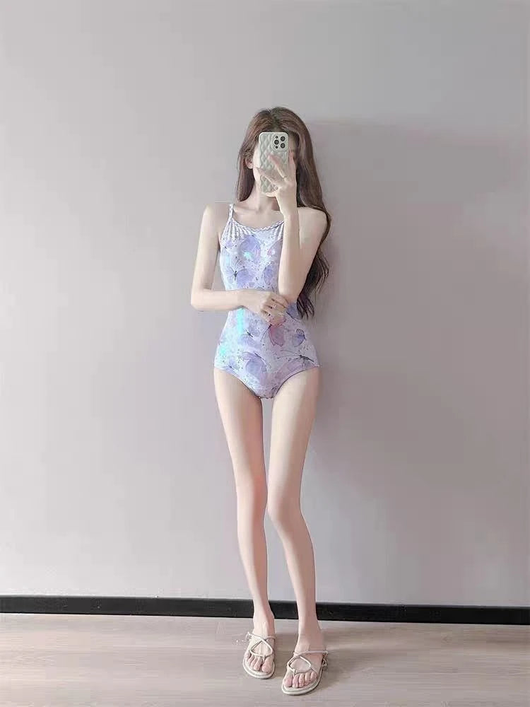 Women's 2026 New One Piece Racing Swimsuit Print Slimming Swimwear Professional Training Bathing Suit