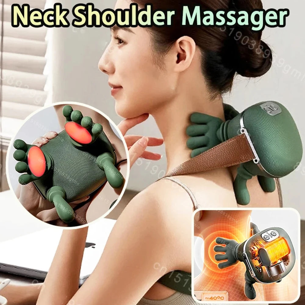 2 In1 Neck Back Massage Bionic Shoulder Massage Pillow Heated Knead Cervic Body Fatigue Relief Relax Muscle Gifts for Female/Man