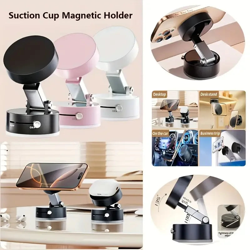 Adjustable Vacuum Suction Cup Magnetic Phone Holder Lazy Multi-Functional Foldable Storage Holder Vacuum Suction Phone Holder