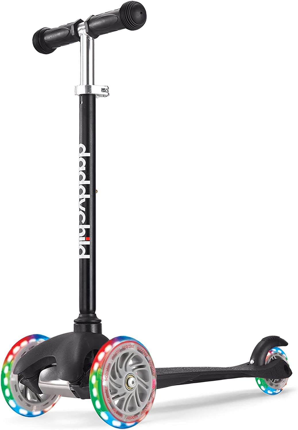 3-Wheel Kick Scooter for Children Ages 3-8 with Lean-to-Steer Design, Extra Wide Light-Up Wheels, 4 Adjustable Heights, and Foldable Feature, Supporting Up to 110 lbs