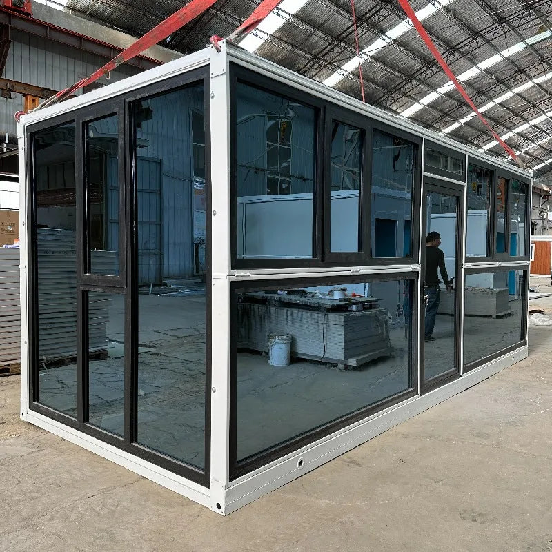 High Quality Z-Shaped Foldable Container House 20ft Prefab Steel Home Glass Wall Easy Install Factory Sale for Office Living