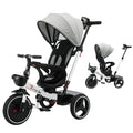 6-in-1 Convertible Baby Tricycle with Detachable Guardrail, Adjustable Canopy, Safety Harness, Folding Pedals, Storage Basket, and Shock Absorption System