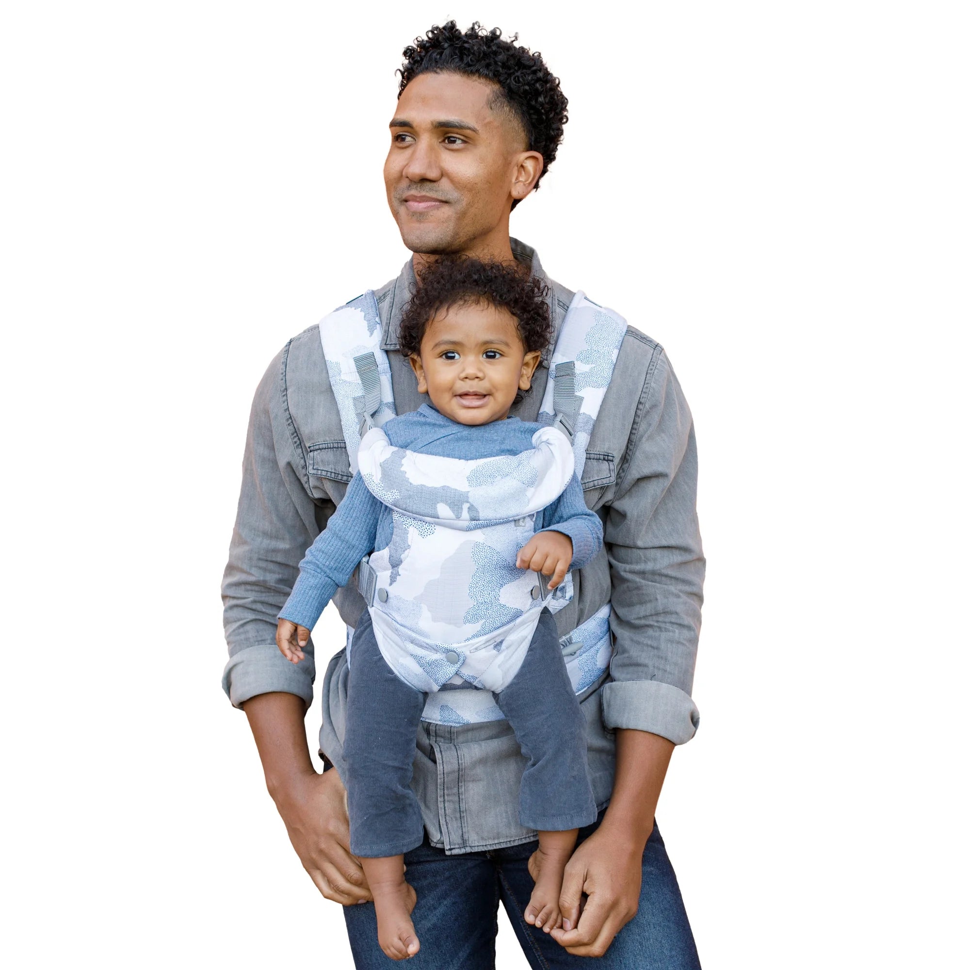 4-in-1 Convertible Baby Carrier - Unisex, 4 Positions, Suitable for Infants 0+ Months, Weight Capacity 8-32 lbs, Black & Gray Leopard Design