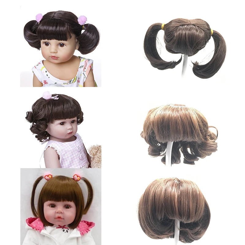 Golden Hair for 48-58Cm Reborn Doll Sticked Long Hair Wig Fits19--23Inch Silicone Reborn Baby Dolls Curl Hair DIY Doll Accessory