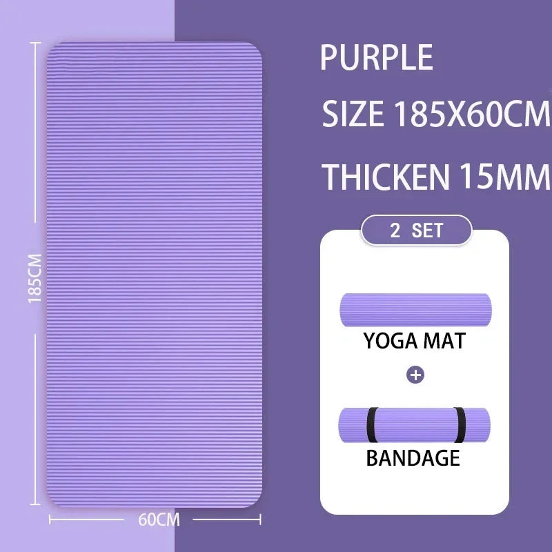 15Mm Thick Yoga Mat anti Slip Environmental Sports Fitness Mat NBR Comfortable Foam Yoga Mat for Family Exercise Yoga Pilates