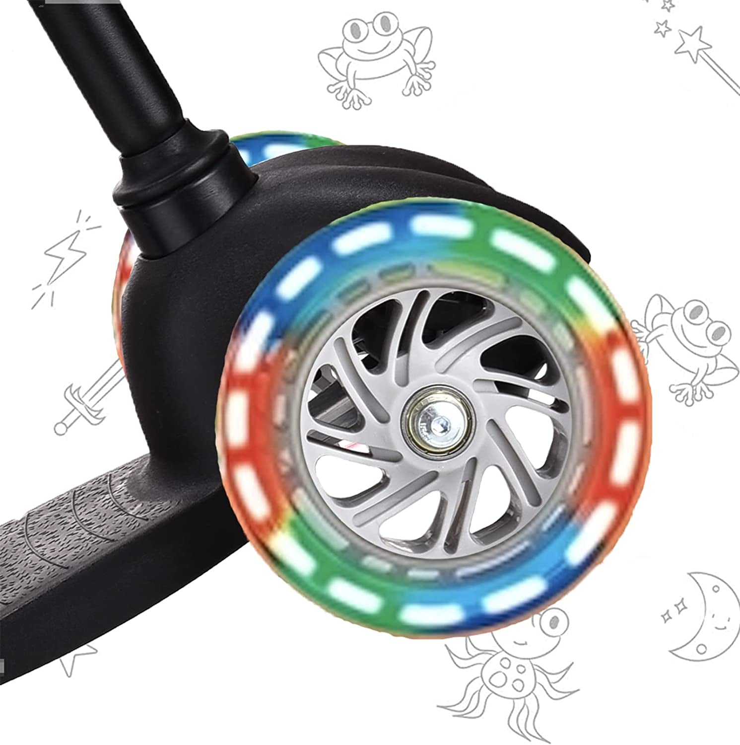 3-Wheel Kick Scooter for Children Ages 3-8 with Lean-to-Steer Design, Extra Wide Light-Up Wheels, 4 Adjustable Heights, and Foldable Feature, Supporting Up to 110 lbs