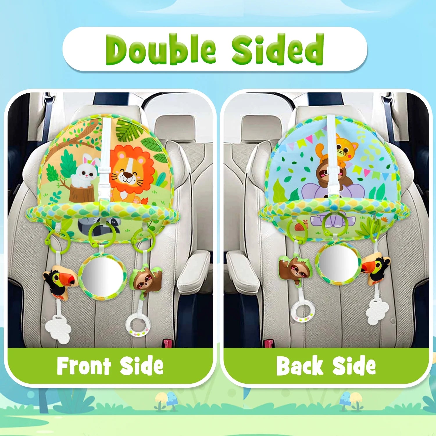 Rear-Facing Baby Car Seat Activity Toy - Double-Sided Travel Entertainment for Infants 0-12 Months