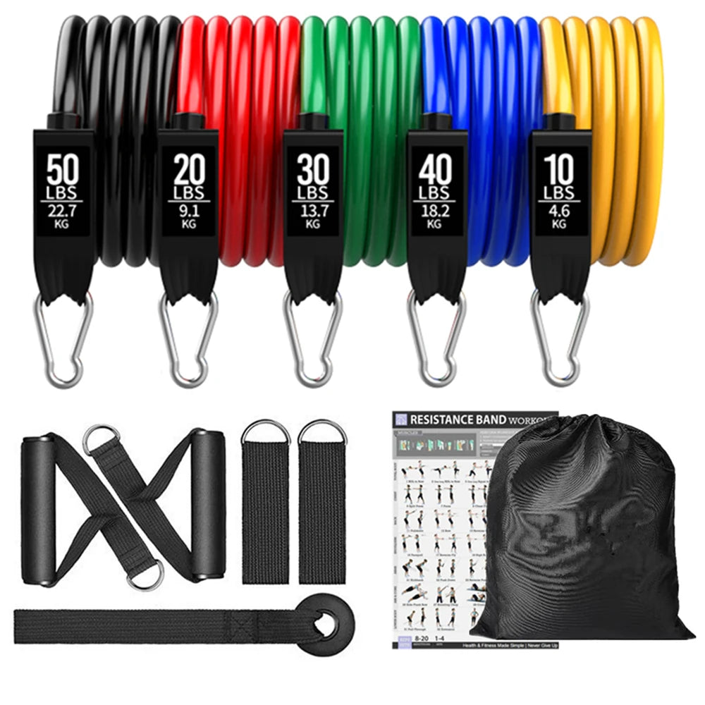 360Lbs Fitness Exercises Resistance Bands Set Elastic Tubes Pull Rope Yoga Band Training Workout Equipment for Home Gym Weight