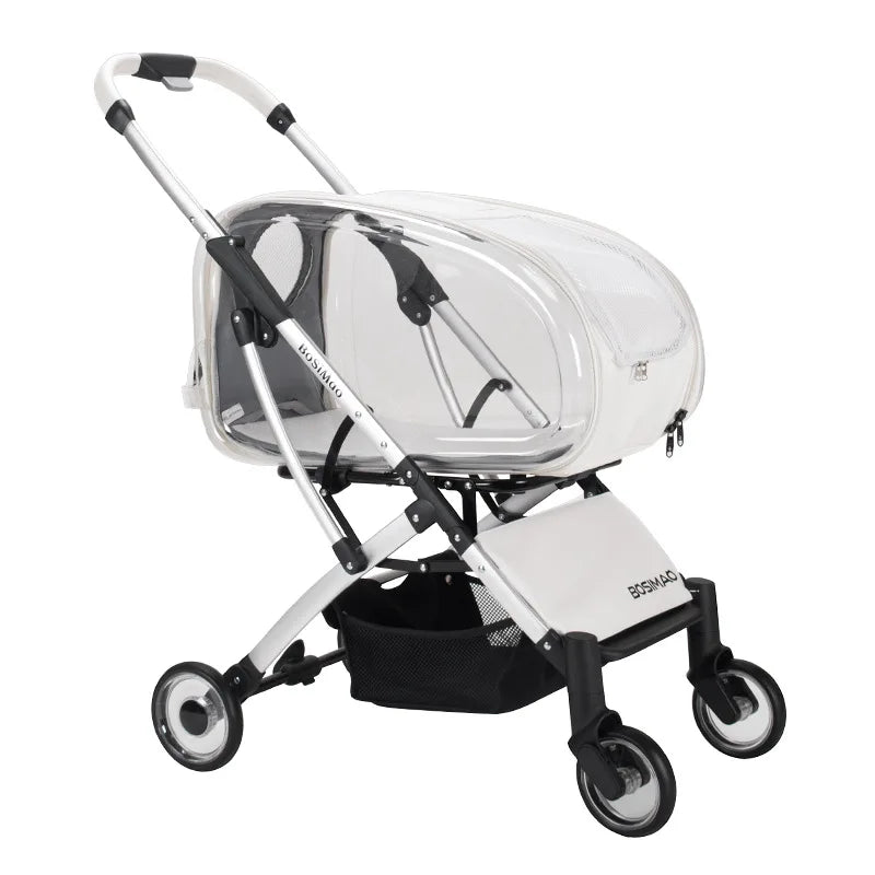 Portable Pet Stroller Folding Disassembling Cat Carrying Outdoor Windproof Rainproof Cat Bag Panoramic Breathable Pet Supplies