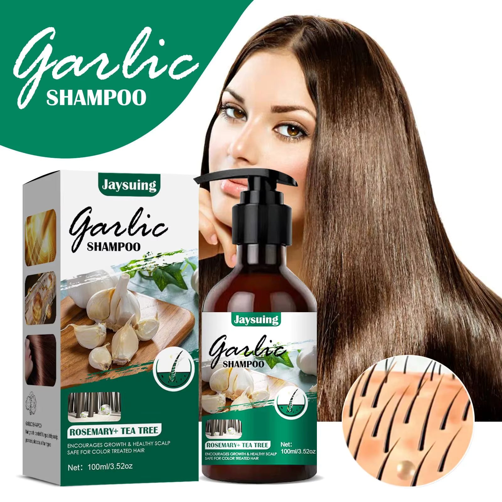Garlic Rosemary Shampoo Deep Dandruff Removal Cleaning Oil Control Nourishing Strengthening Hair Roots Repair Damage Hair Care