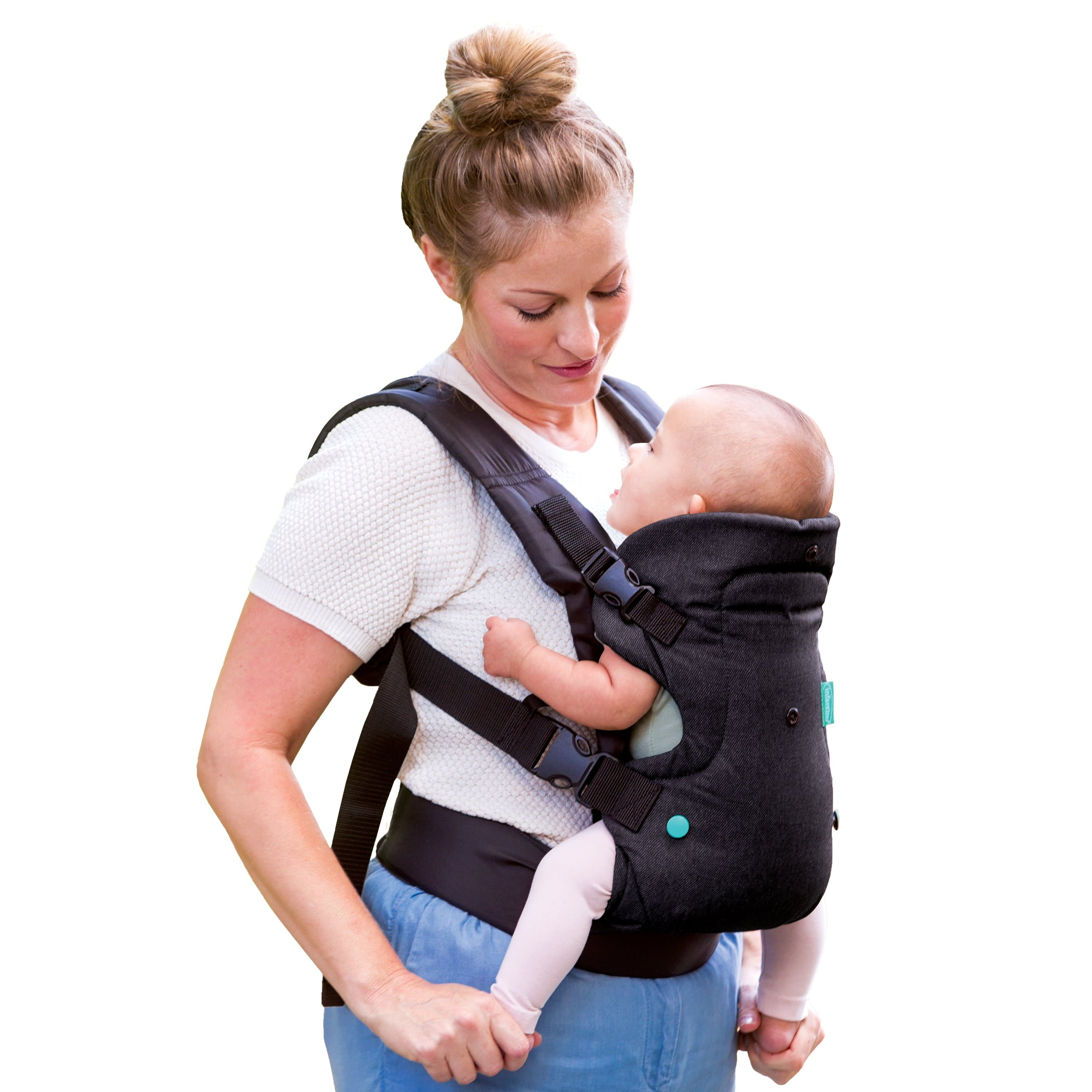 4-in-1 Convertible Baby Carrier - Unisex, 4 Positions, Suitable for Infants 0+ Months, Weight Capacity 8-32 lbs, Black & Gray Leopard Design
