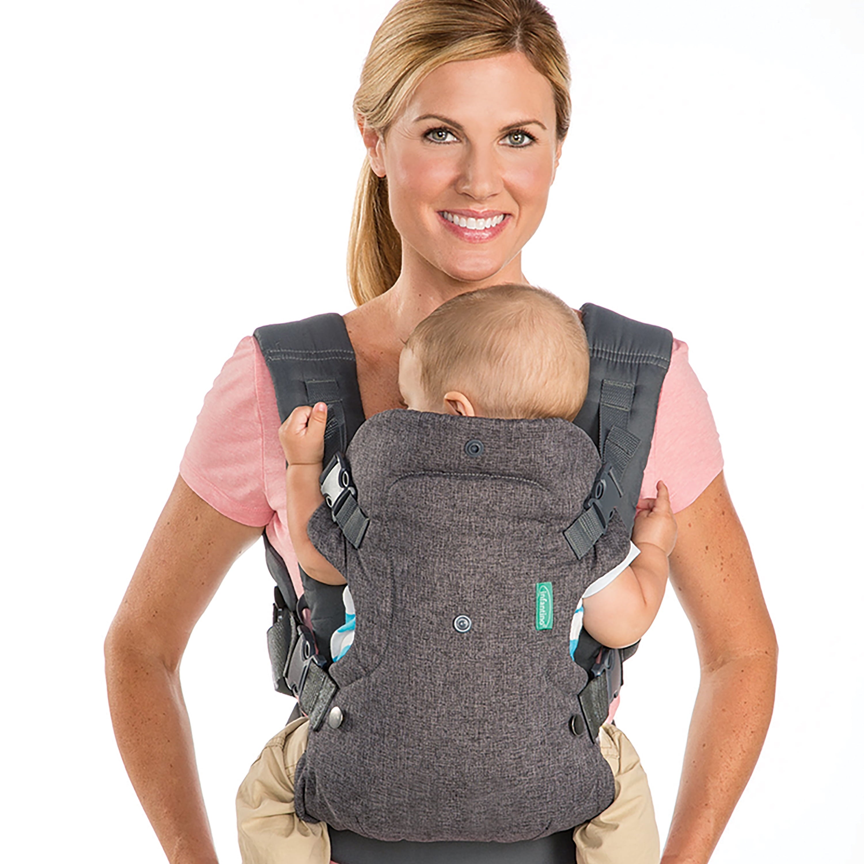 4-in-1 Convertible Baby Carrier - Unisex, 4 Positions, Suitable for Infants 0+ Months, Weight Capacity 8-32 lbs, Black & Gray Leopard Design