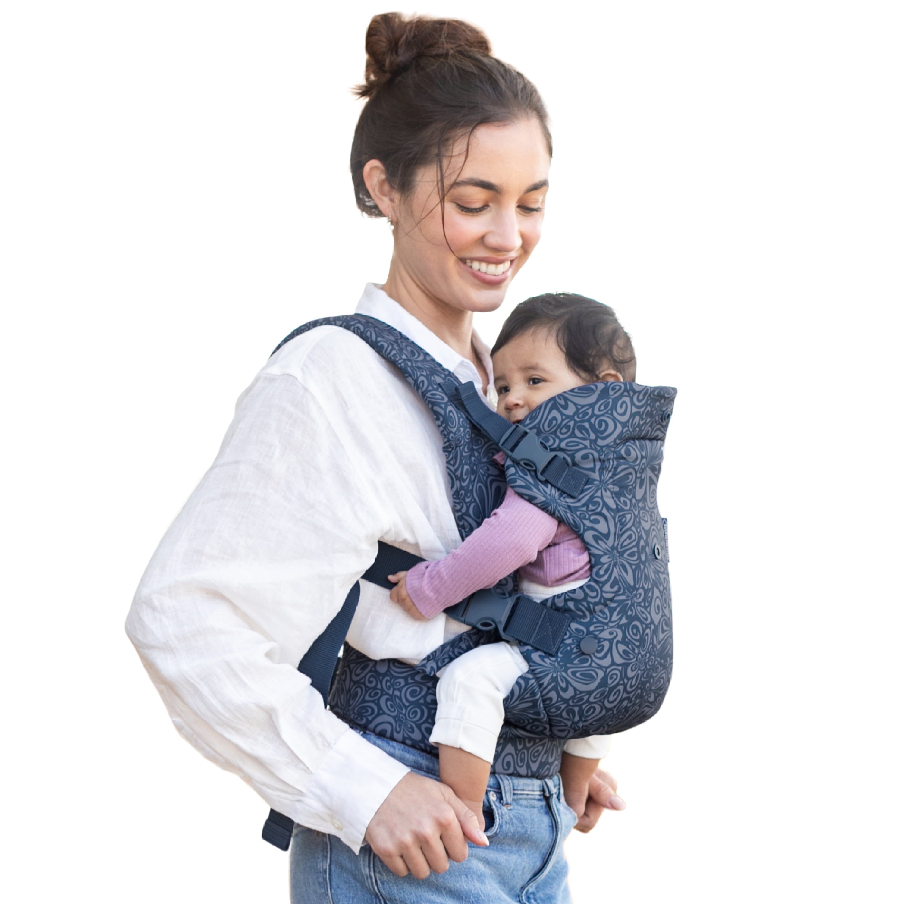 4-in-1 Convertible Baby Carrier - Unisex, 4 Positions, Suitable for Infants 0+ Months, Weight Capacity 8-32 lbs, Black & Gray Leopard Design