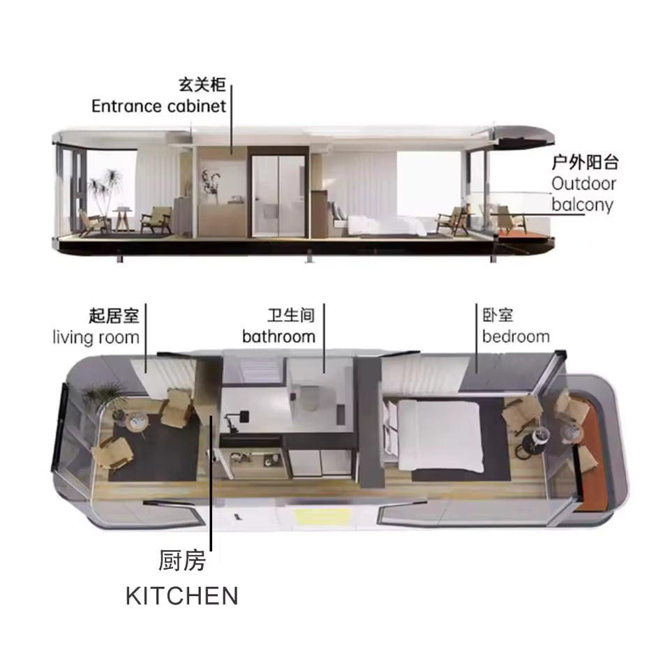 Ready Made 20Ft 40Ft Container Expandable Prefabricated House 2 3 4 5 Bedroom Price Prefab Light Steel Villa Mobile Home