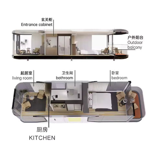 Ready Made 20Ft 40Ft Container Expandable Prefabricated House 2 3 4 5 Bedroom Price Prefab Light Steel Villa Mobile Home