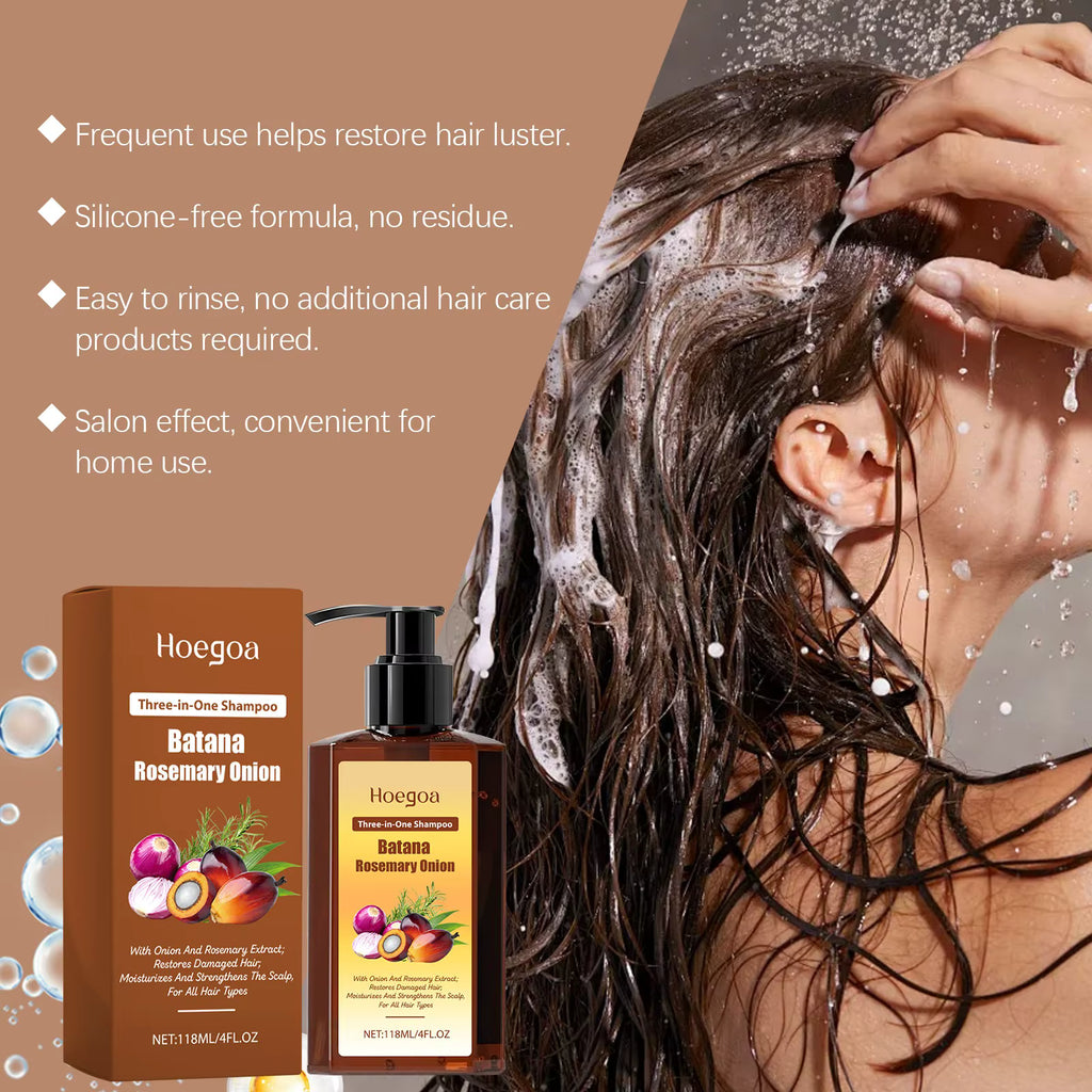 3 in 1 Batana Rosemary Onion Shampoo Deep Nourishing Scalp Remove Dandruff Long Lasting Scent Hair Scalp Cleaning Care Lotion