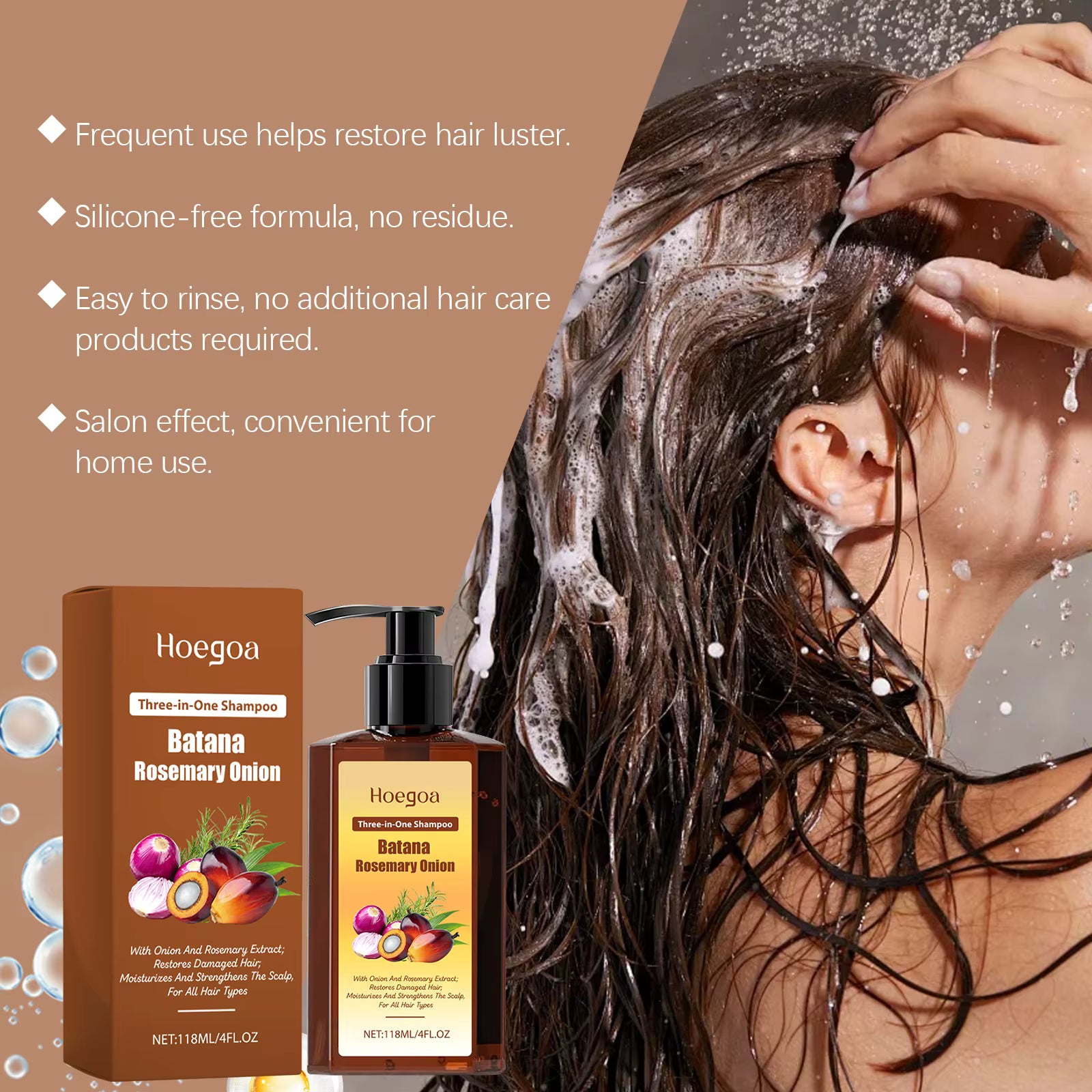 3 in 1 Batana Rosemary Onion Shampoo Deep Nourishing Scalp Remove Dandruff Long Lasting Scent Hair Scalp Cleaning Care Lotion