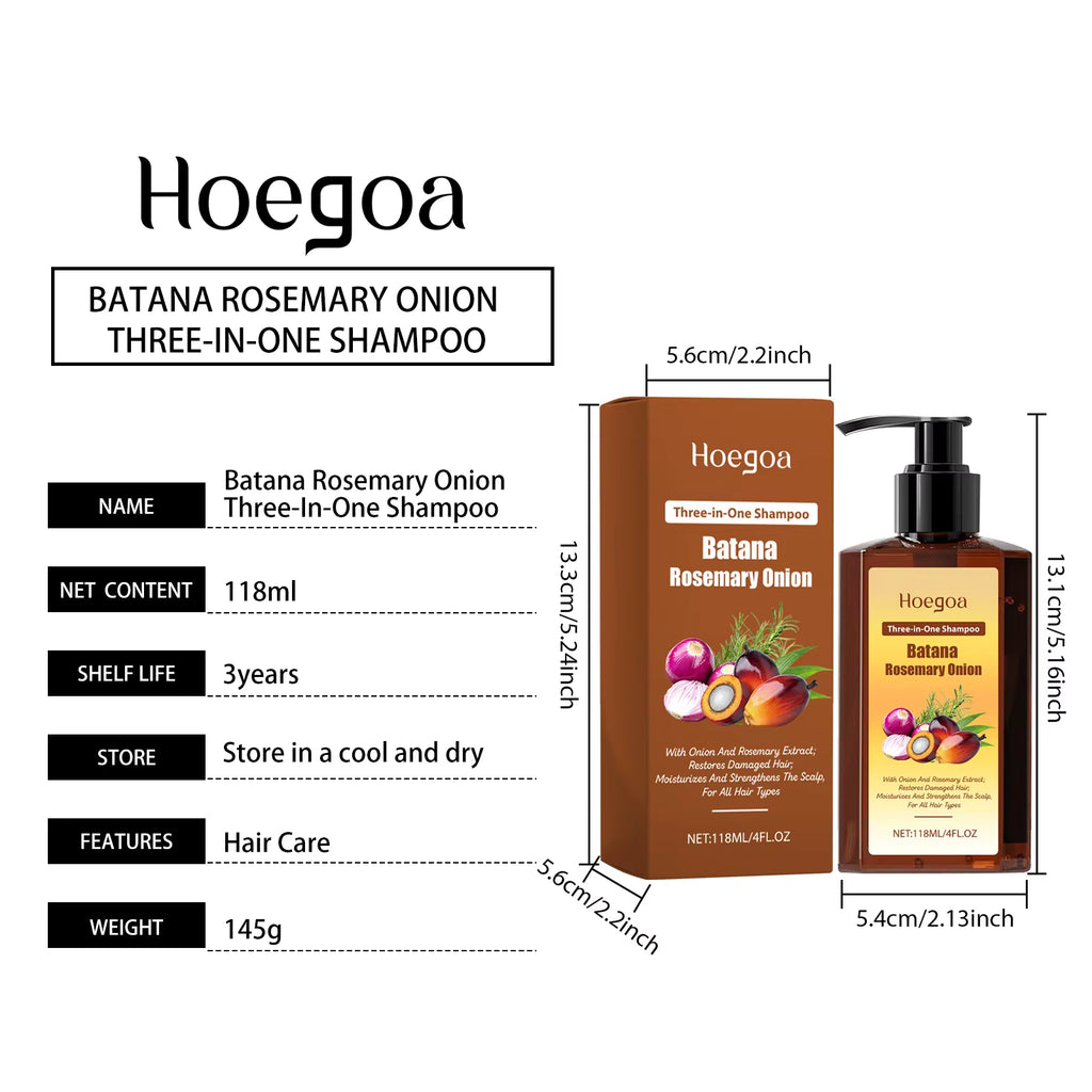 3 in 1 Batana Rosemary Onion Shampoo Deep Nourishing Scalp Remove Dandruff Long Lasting Scent Hair Scalp Cleaning Care Lotion